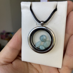 Pendentif médaillon larimar