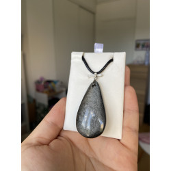 Pendentif obsidienne argentée